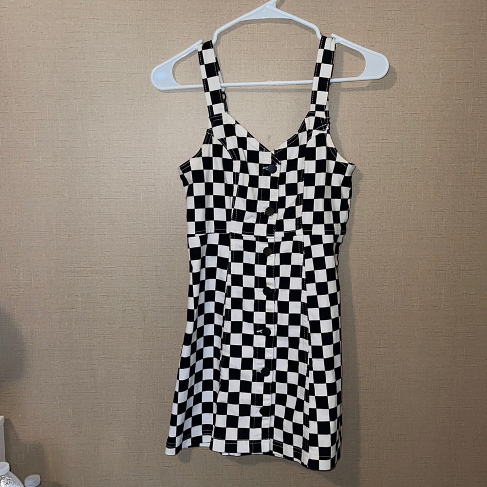Checkered Button Down Mini Dress - image 1